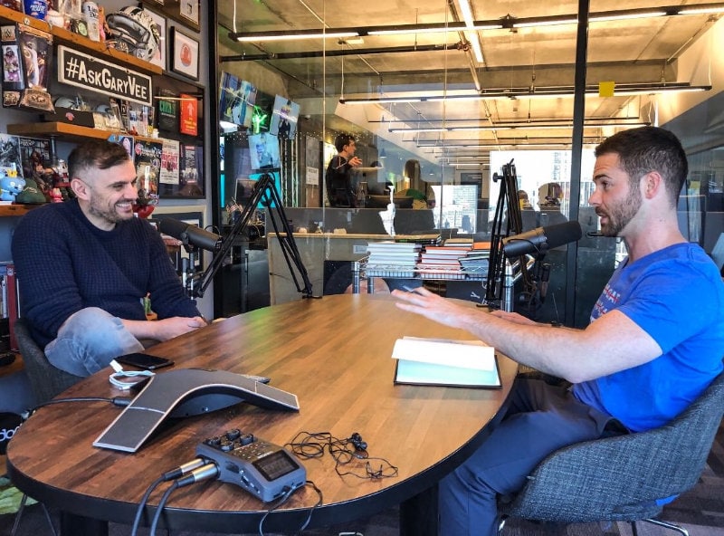 Ryan Moran and Gary Vaynerchuk recording a podcast