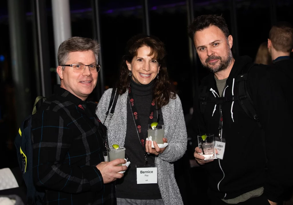 Attendees having a drink