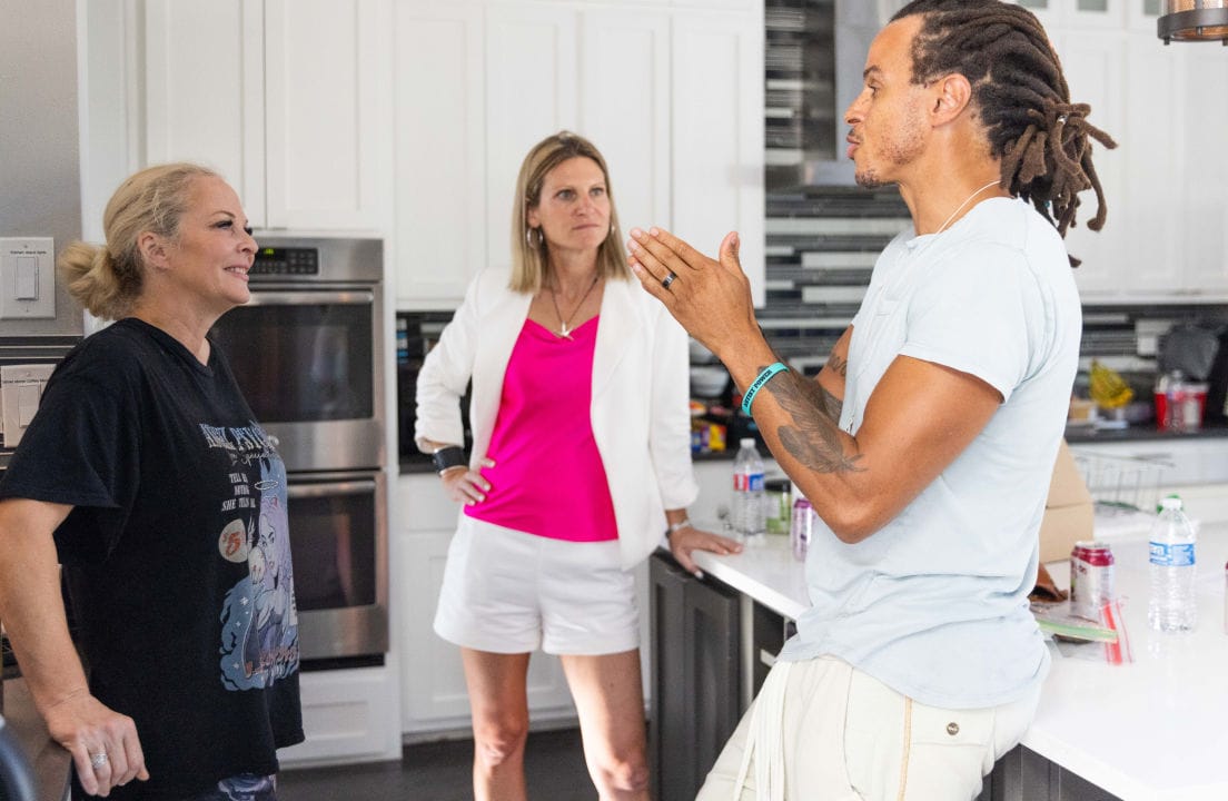 People talking in the kitchen