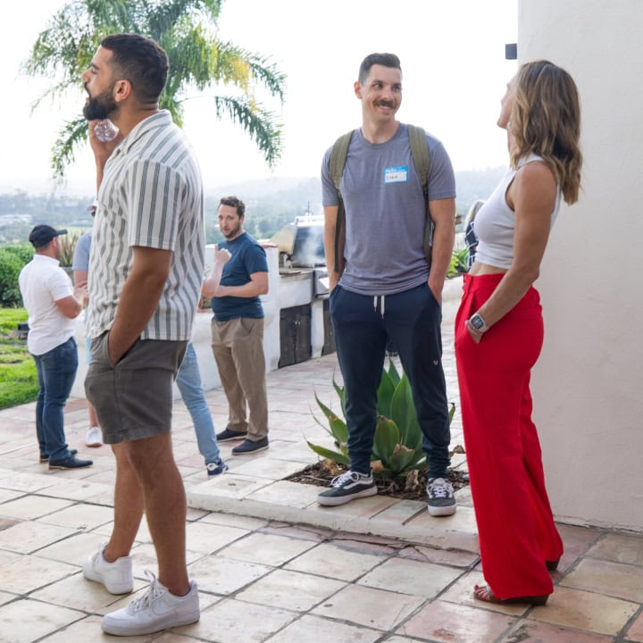 Chatting on the patio